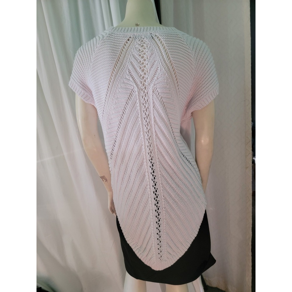 FYLO cable Knit White Cap Sleeve High Low Hem Cotton Blend Sweater XL‎